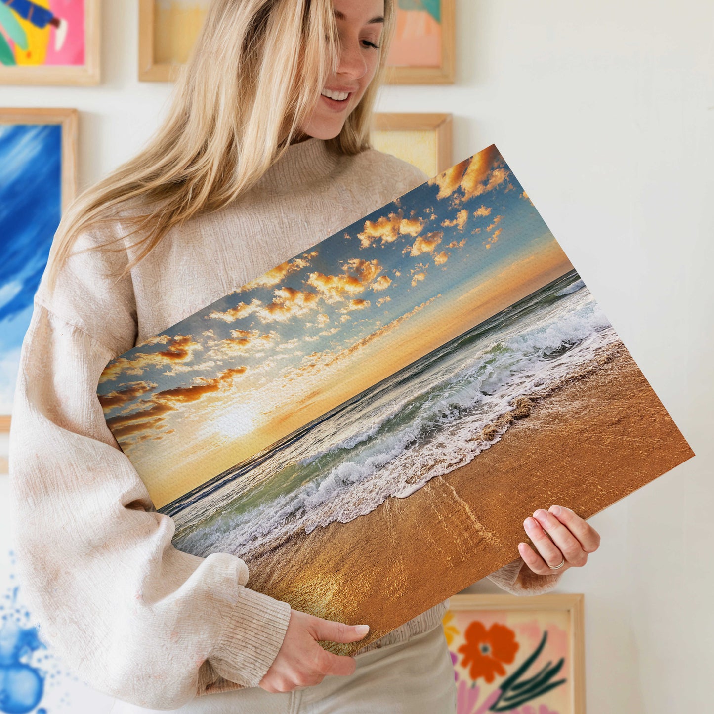 Beach Canvas Horizontal Framed Color