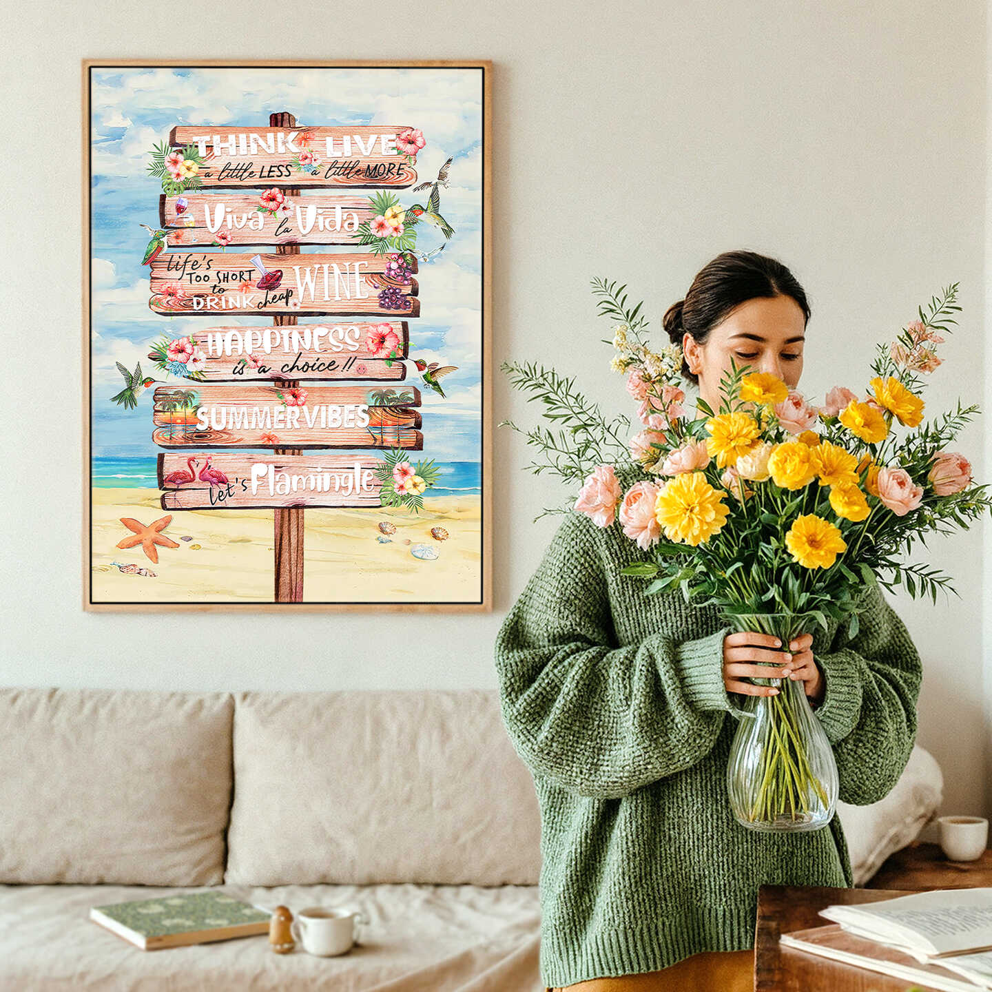 Beach Sign Quote Canvas Wall Art