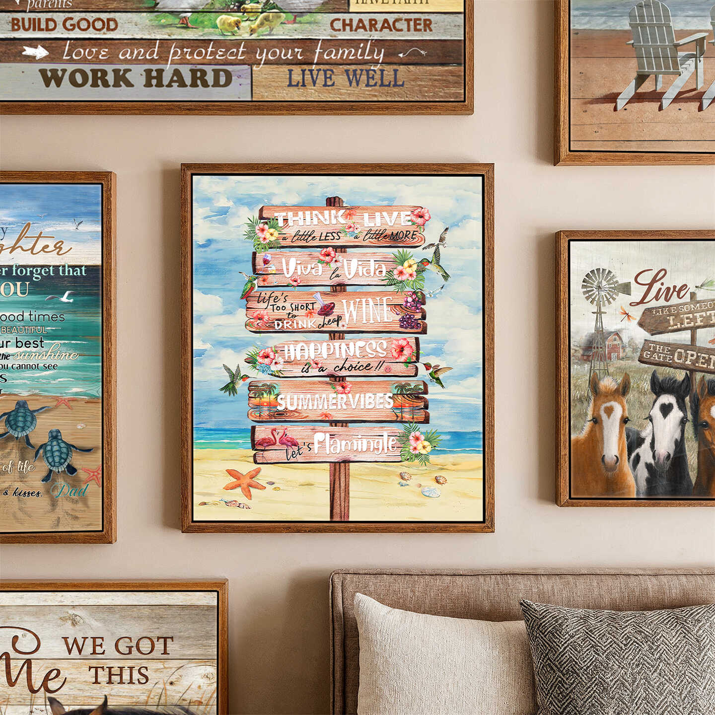 Beach Sign Quote Canvas Wall Art