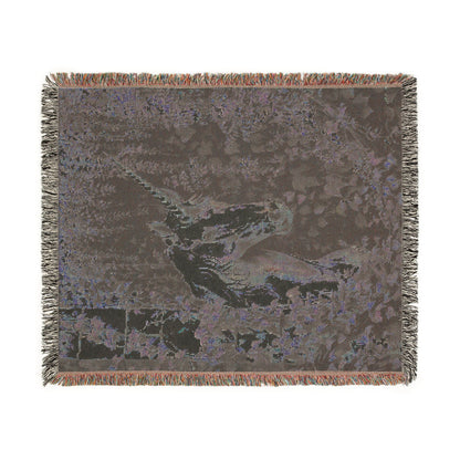 Unicorn Woven Blanket – Vintage Fantasy Tapestry Throw, Whimsical Forest Home Decor, Magical Gift
