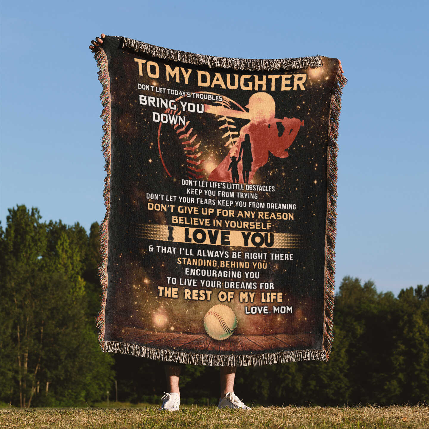Woven Blanket - "To My Daughter" Inspirational Love Message Throw (Gift for Daughter, Birthday, Graduation, Christmas)