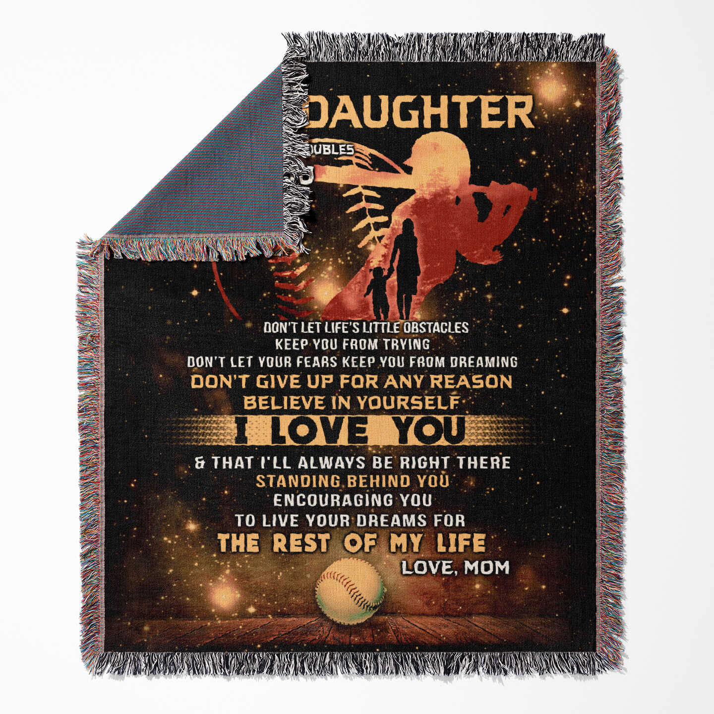 Woven Blanket - "To My Daughter" Inspirational Love Message Throw (Gift for Daughter, Birthday, Graduation, Christmas)