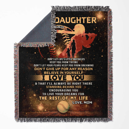 Woven Blanket - "To My Daughter" Inspirational Love Message Throw (Gift for Daughter, Birthday, Graduation, Christmas)