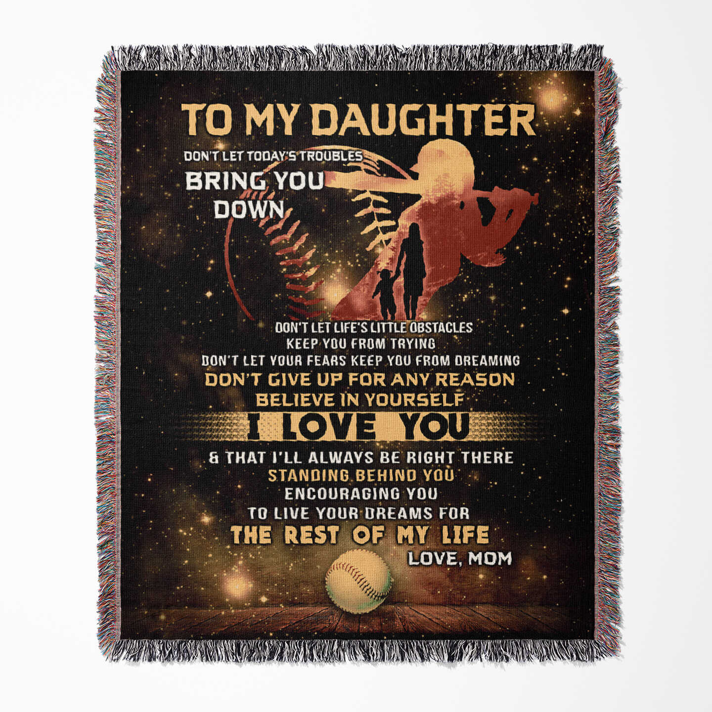 Woven Blanket - "To My Daughter" Inspirational Love Message Throw (Gift for Daughter, Birthday, Graduation, Christmas)