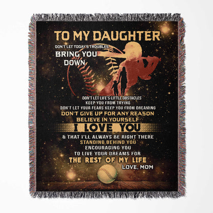 Woven Blanket - "To My Daughter" Inspirational Love Message Throw (Gift for Daughter, Birthday, Graduation, Christmas)