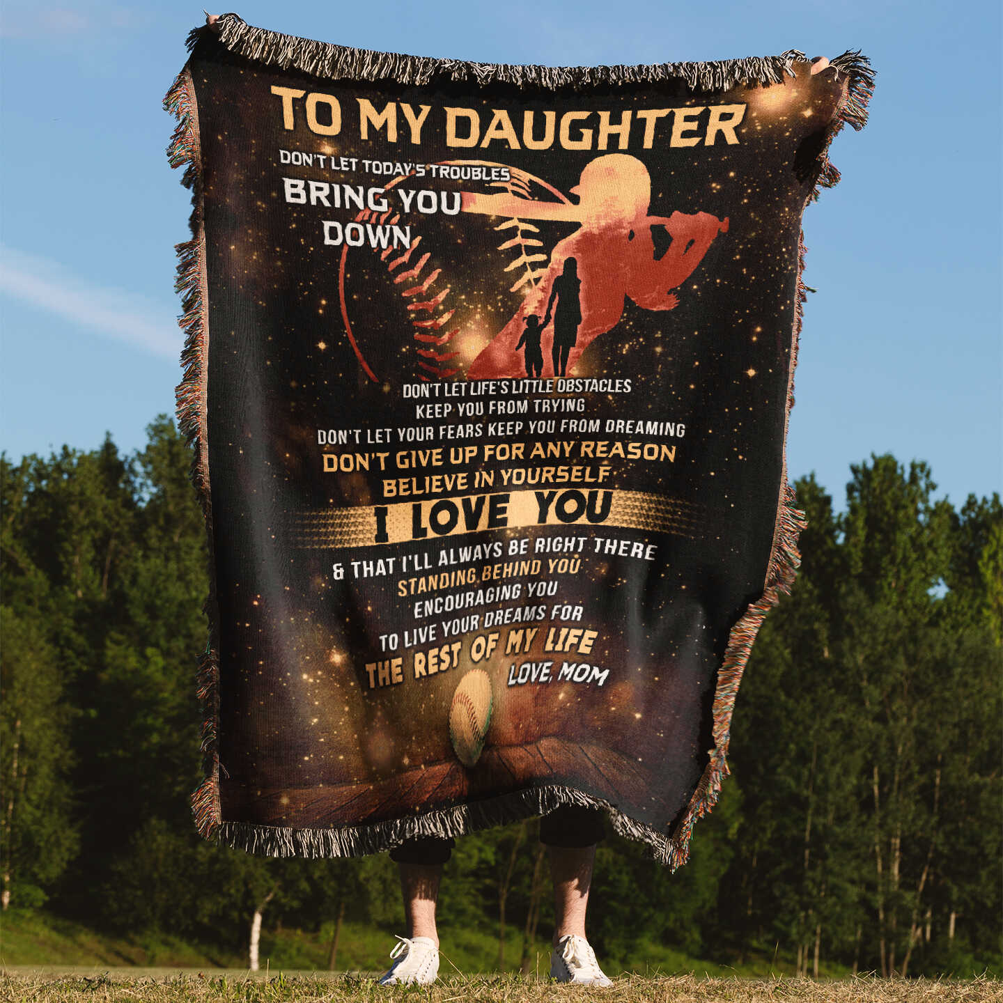 Woven Blanket - "To My Daughter" Inspirational Love Message Throw (Gift for Daughter, Birthday, Graduation, Christmas)